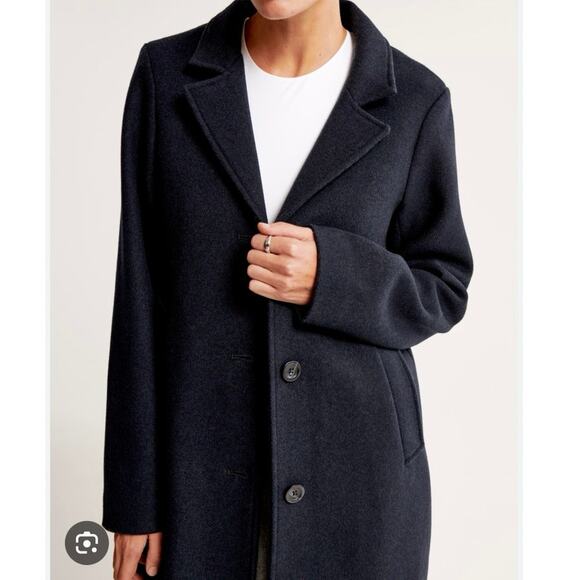 Abercrombie & Fitch Wool Blend Dad Coat Charcoal Black Women’s Small Petite - Picture 1 of 9